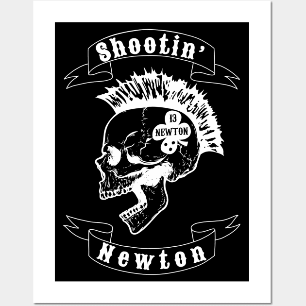 Shootin’ Newton (White Skull) Wall Art by knightwatchpublishing